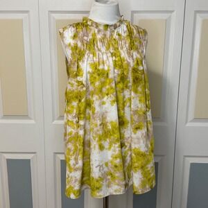 Joie Women's Yellow Summer Porcelain Print Smocked Neck Sleeveless Blouse
XXL